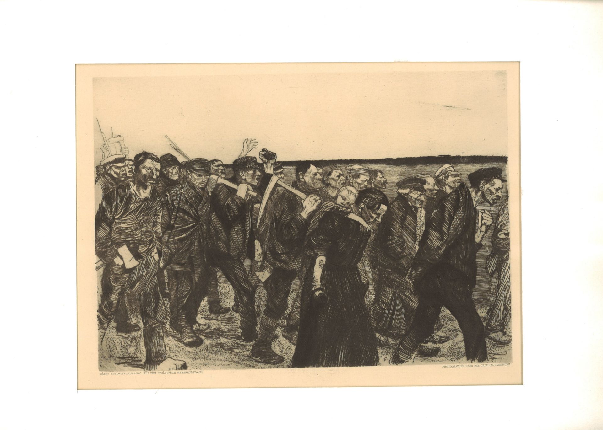 Käthe Kollwitz (1867-1945), "Der Auszug", Druck Graphik, Wien. Blattmaße: 40,3 x 29,5 cm