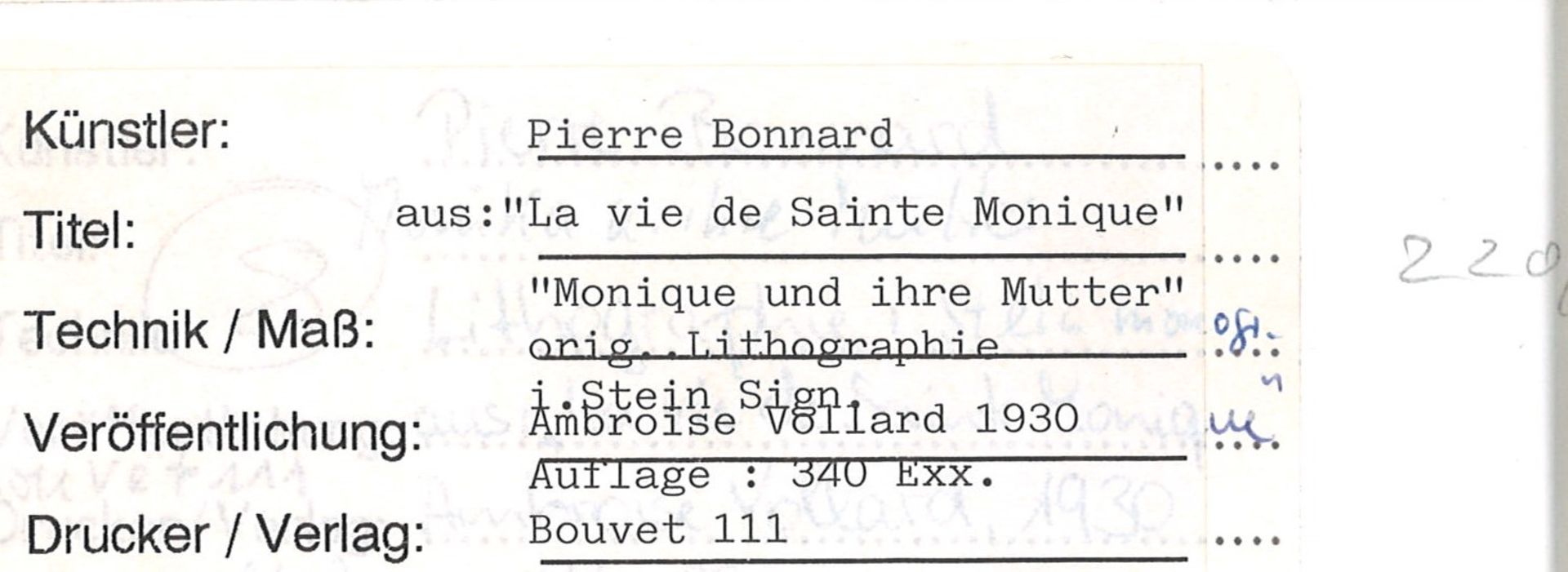 Pierre Bonnard (1867-1947), "La vie de Sainte Monique", Lithographie, Veröffentlichung Ambroise - Image 2 of 2