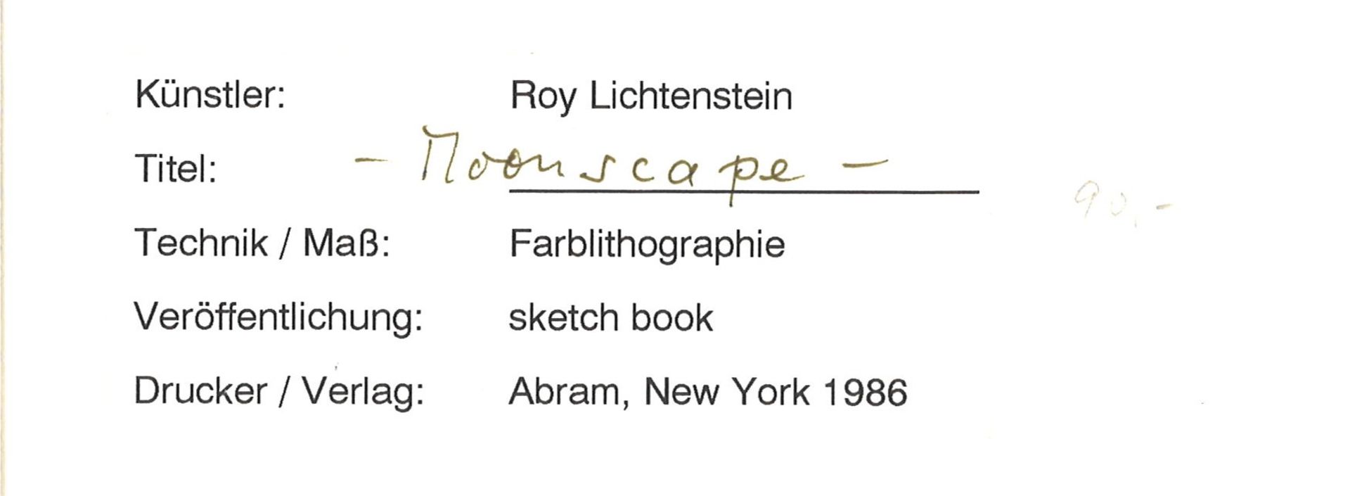 Roy Lichtenstein (1923-1997), "Moonscape", Lichtdruck, Abram, New York 1986. Blatmaße: ca. 19x25,5 - Image 2 of 2