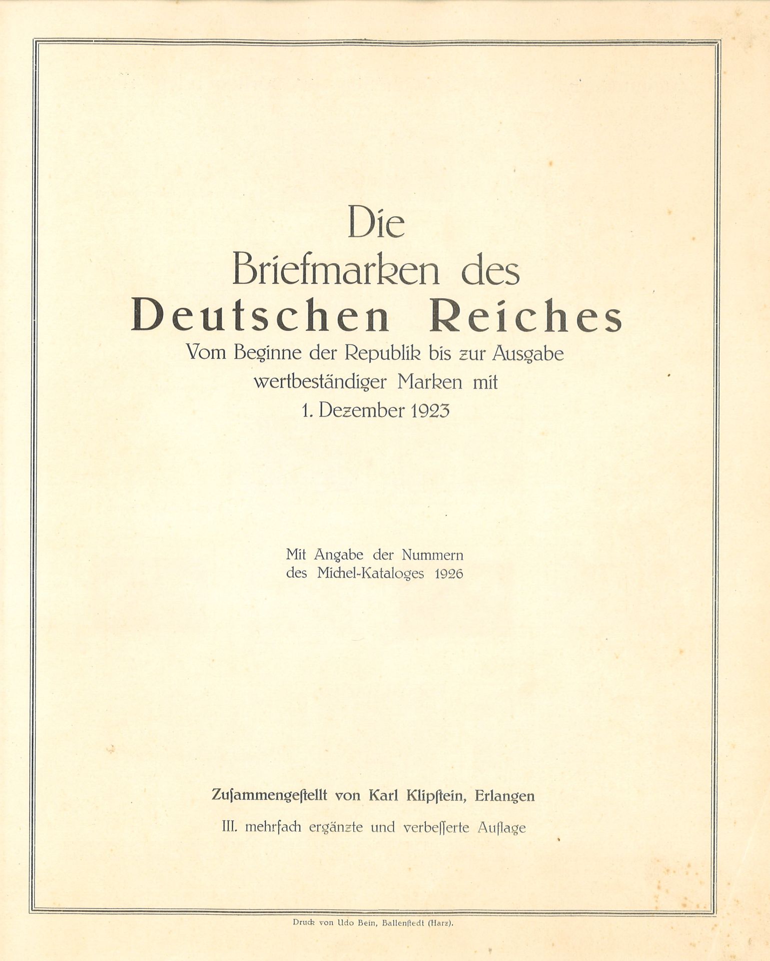 Die Briefmarken des Deutschen Reiches von der Republik bis zur Rentenmark. Schönes Album, komplett - Image 2 of 4