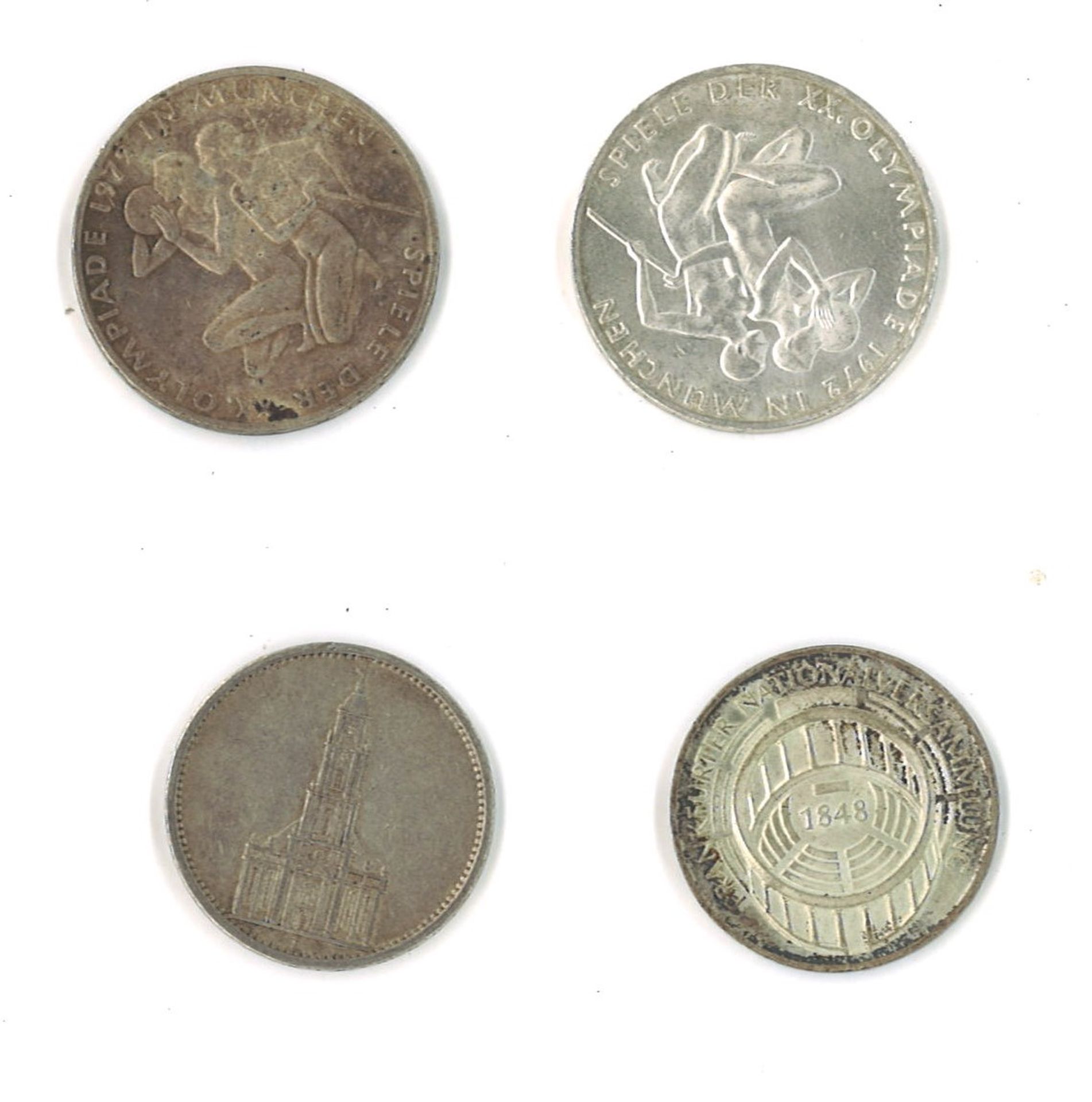 Lot Münzen BRD, bestehend aus 2x 10 DM, 1x 5 DM, sowie 1x 5 Mark Deutsches Reich