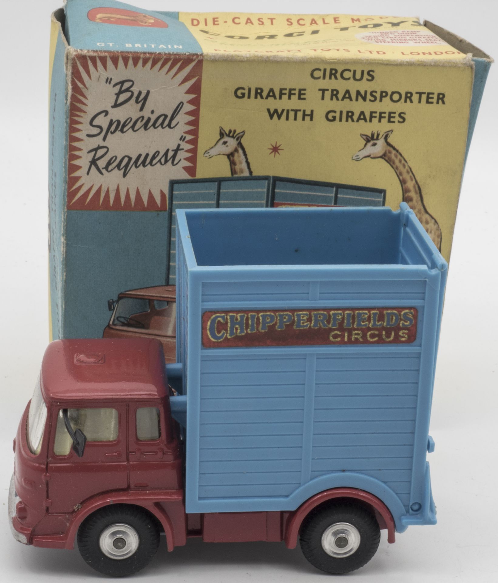 Corgi Toys 503, Circus Giraffe Transporter. Mit OVP. Sehr guter Zustand. OVP mit Lagerspuren. Ohne