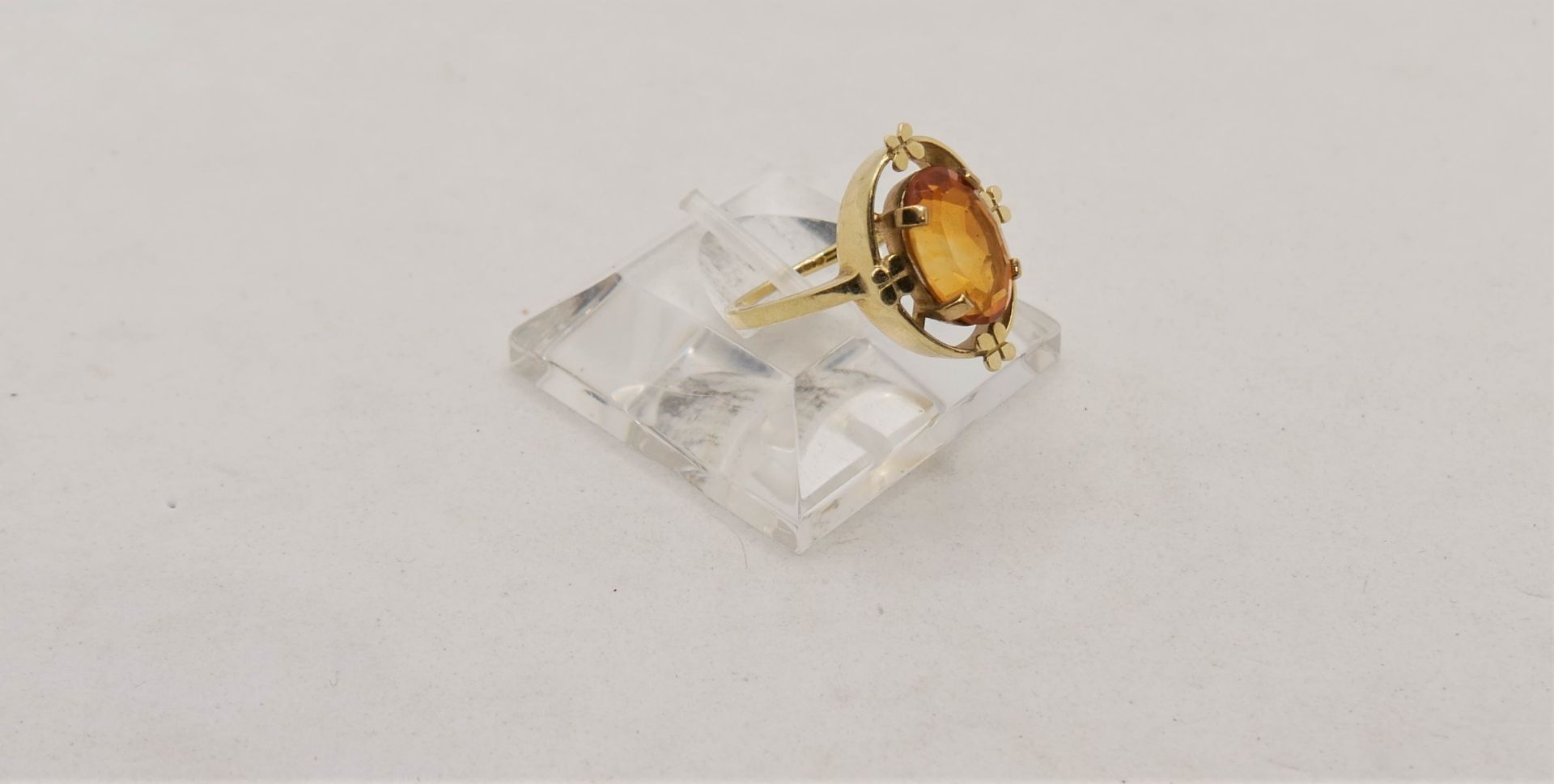 Damenring, 585er Gelbgold, besetzt mit Goldtopas. Ringgröße 55,5 - Bild 2 aus 3