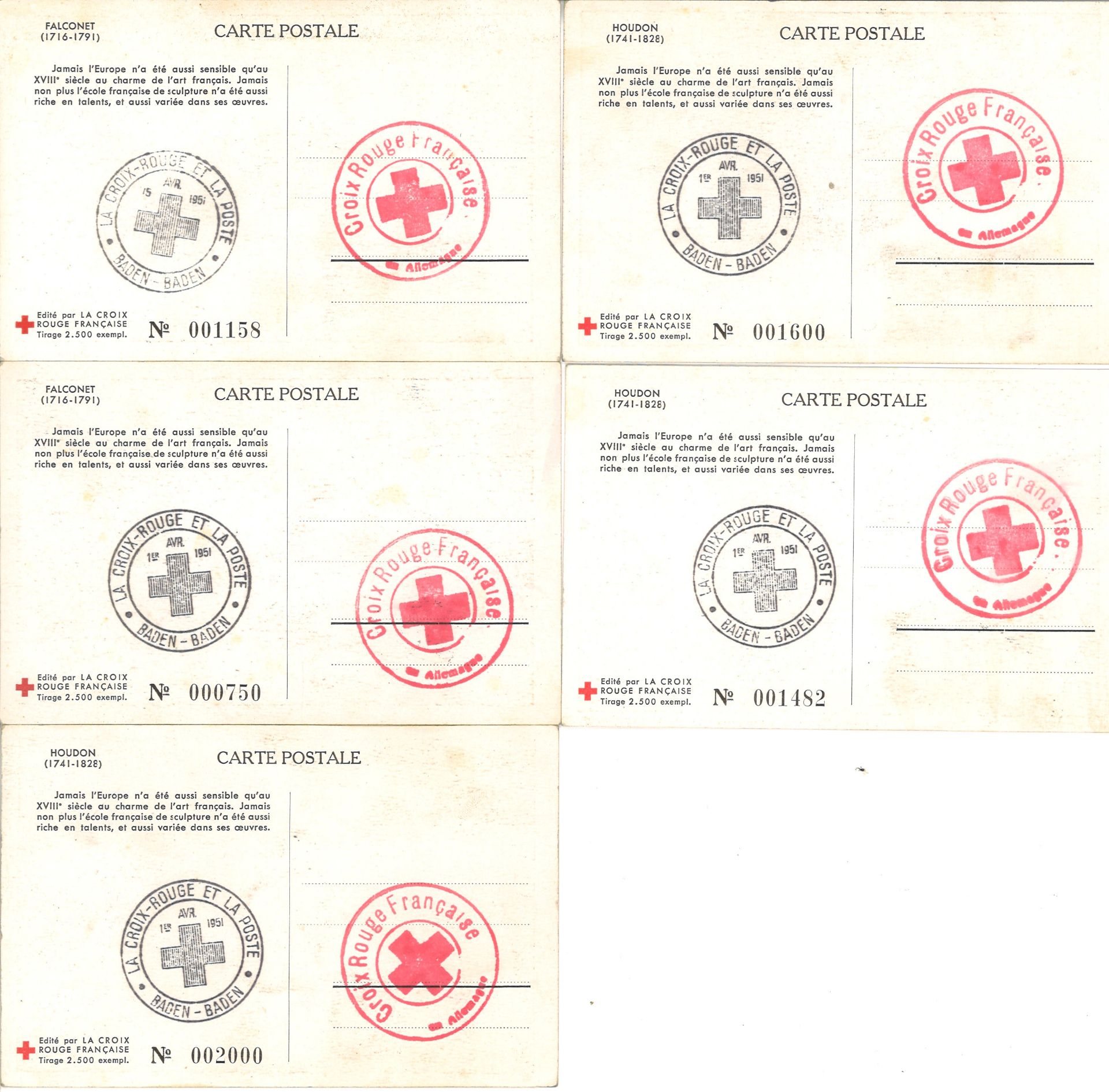 5x FDC Frankreich Rotes Kreuz 1951, mit Michel Nr. 1076-1077 - Bild 2 aus 2