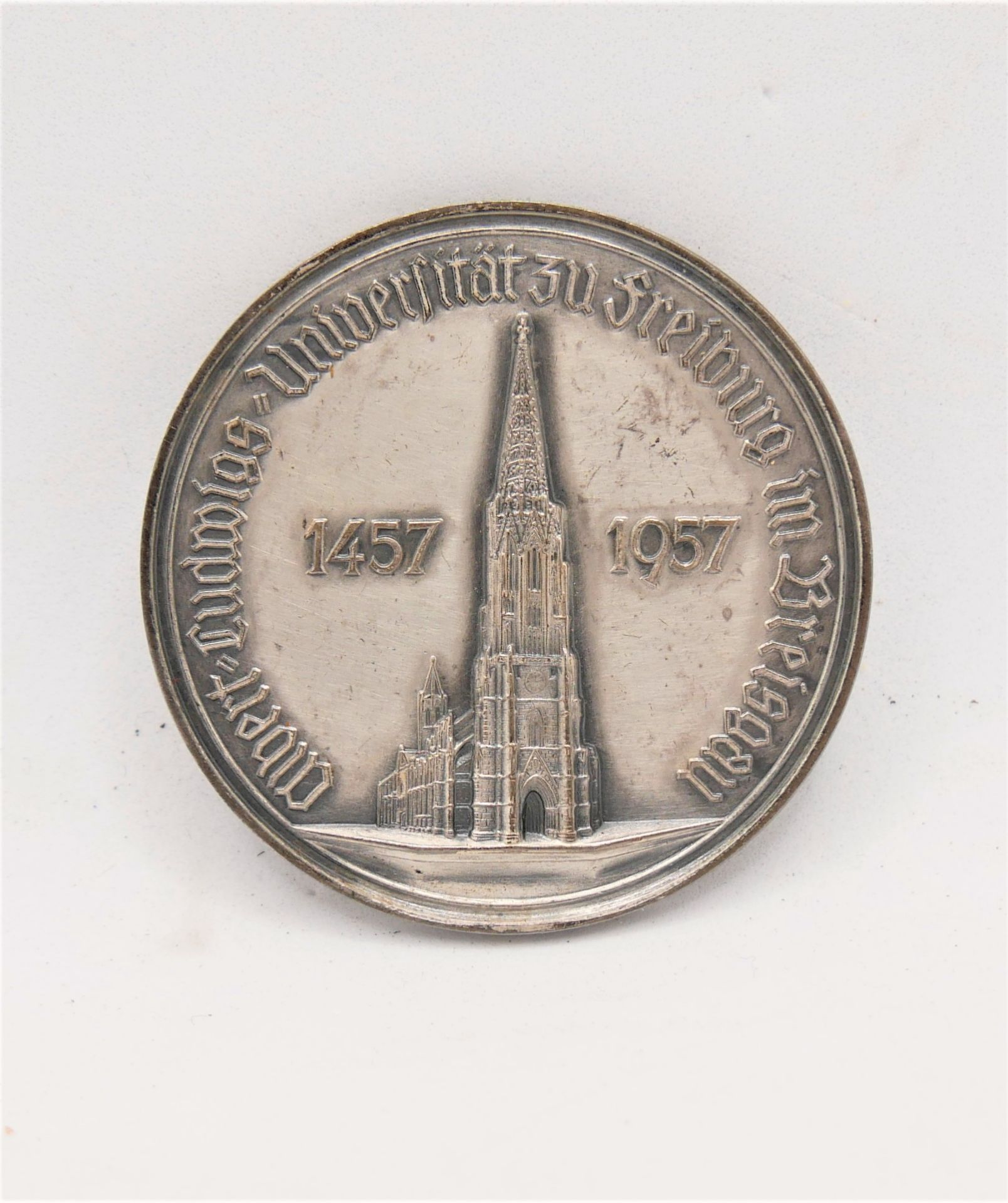 Freiburg Medaille, 1957, 500 Jahre Uni Freiburg. 1000er Silber, Gewicht ca. 47,7 gr, 1000er Punze. - Image 3 of 4