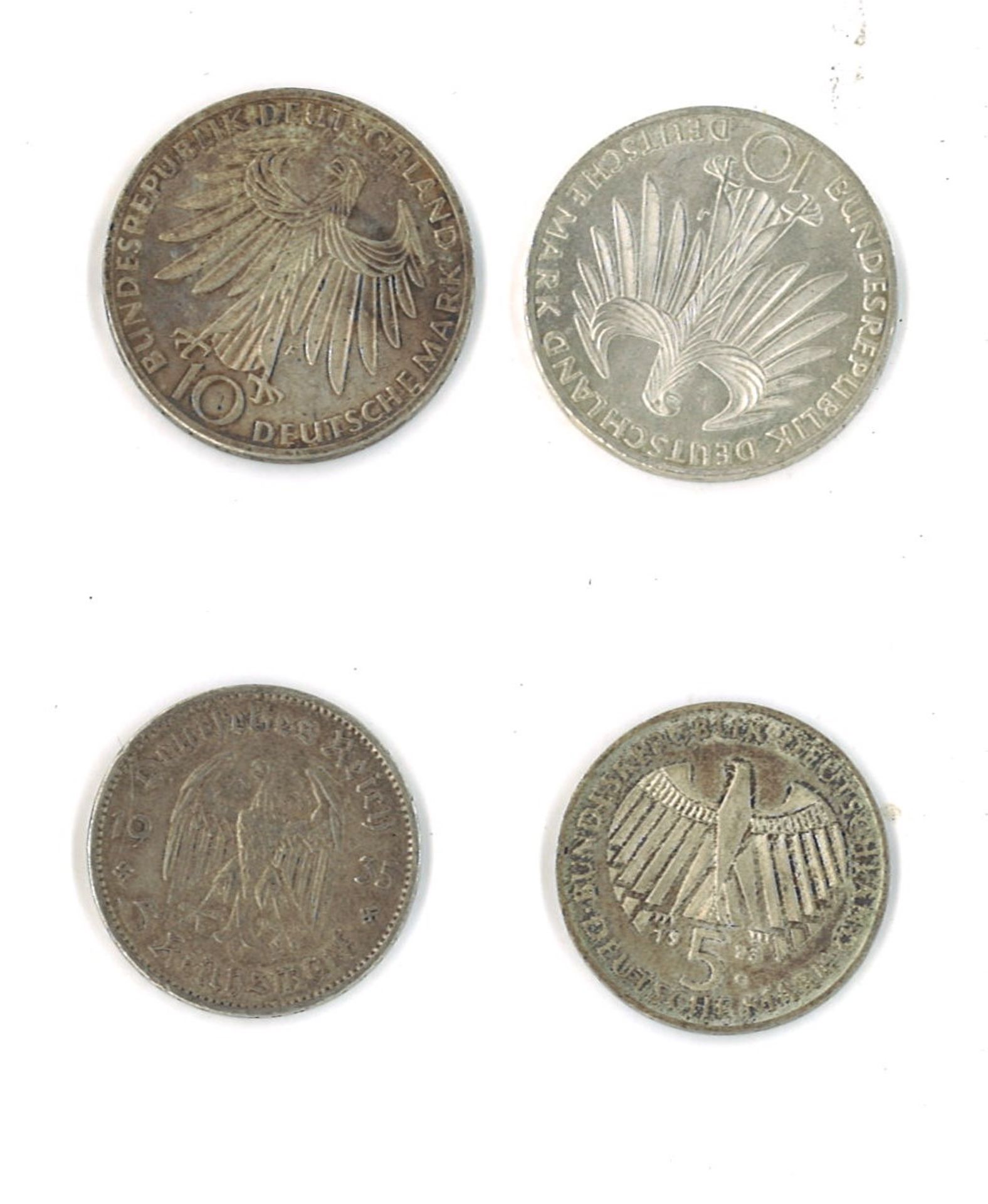 Lot Münzen BRD, bestehend aus 2x 10 DM, 1x 5 DM, sowie 1x 5 Mark Deutsches Reich - Image 2 of 2