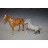 BESWICK MODEL OF GALLOPING HORSE, DAPPLED GREY TOGETHER WITH A BESWICK FIGURE OF A STALLION, WITH
