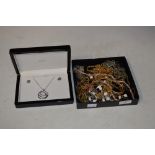 BOXED SILVER ORTAK PENDANT AND CHAIN TOGETHER WITH PAIR OF MATCHING EARRINGS, TOGETHER WITH