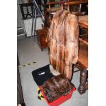 TWO BOXES CONTAINING SIX ASSORTED FUR AND FAUX FUR COATS