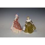 TWO ROYAL DOULTON FIGURES TO INCLUDE "PAISLEY SHAWL" HN1937 AND "GERALDINE" HN2348