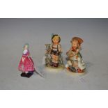 ROYAL DOULTON FIGURE "PRISCILLA" M24, TOGETHER WITH GOEBEL FIGURES "BOY AND SHEEP", "GIRL AND