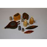 COLLECTION OF SEWING RELATED ITEMS TO INCLUDE A TARTAN WARE THIMBLE CASE IN THE PRINCE CHARLIE