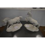 EQUINE INTEREST: TWO BOULAY PARIAN WARE FIGURE GROUPS "LEVADE" AND ANOTHER "EXTENDED TROT"