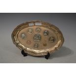 EARLY 20TH CENTURY GERMAN SILVER OVAL COIN SET TRAY BY WAGNER & SOHN, ENGRAVED 1923-21.4.-1924 SET