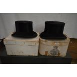 BOXED VINTAGE CHRISTY'S OF LONDON TOP HAT, TOGETHER WITH ANOTHER VINTAGE BOXED TOP HAT