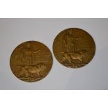 TWO GREAT WAR DEATH PLAQUES, ONE INSCRIBED TO WILLIAM FINLAYSON THE OTHER HARRY FINLAYSON