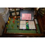 VINTAGE PUB BAR POOL SKITTLES TABLE GAME TOGETHER WITH A MAH-JONGG GAME