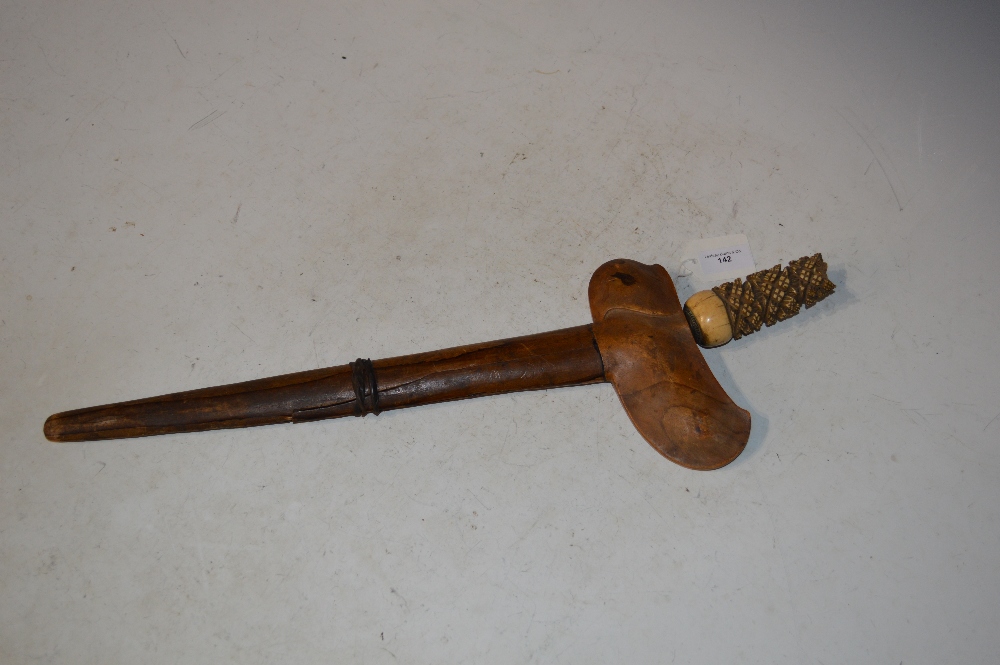 VINTAGE COOKERY KNIFE WITH WOODEN SHEATH AND BONE HANDLE