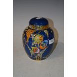 CARLTON WARE BLUE GROUND JAR AND COVER DECORATED IN THE "DEVILS COPSE" PATTERN
