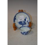 CHINESE BLUE AND WHITE PORCELAIN TEA BOWL AND SAUCER, QING DYNASTY, PROVENANCE THE NANKING CARGO