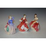 THREE ROYAL DOULTON FIGURES TO INCLUDE "SOUTHERN BELLE" HN2229, "STEPHANIE" HN2811 AND "BLITHE