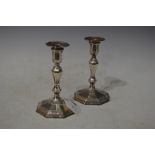 PAIR OF SHEFFIELD SILVER OCTAGONAL SHAPED CANDLE STICKS