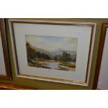 R. McADAM - HIGHLAND RIVER LANDSCAPE WITH PINE TREES - WATERCOLOUR, SIGNED LOWER LEFT