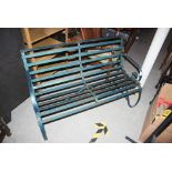 GREEN PAINTED REGENCY STYLE METAL GARDEN BENCH