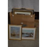 BOX OF ASSORTED DECORATIVE PICTURES, PRINTS