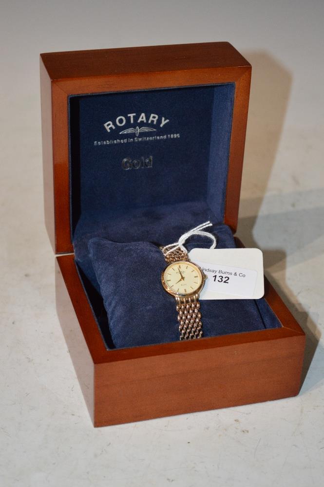 BOXED LADIES 9CT GOLD ROTARY ELITE WRIST WATCH