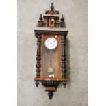 EARLY 20TH CENTRY VIENNA WALL CLOCK WITH WHITE ROMAN NUMERAL DIAL