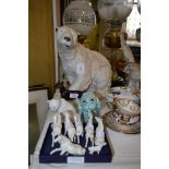 CZECHOSLOVAKIAN BISQUE PORCELAIN OF A POLAR BEAR, A LLADRO PORCELAIN FIGURE OF A POLAR BEAR,