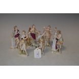 SET OF SIX CONTINENTAL PORCELAIN FIGURES OF CLASSICAL MAIDENS, EMBLEMATIC OF THE ARTS