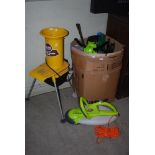 COLLECTION OF ASSORTED GARDEN EQUIPMENT TO INCLUDE A COMPOST SHREDDER, ETC