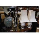 COLLECTION OF TABLE LAMPS TO INCLUDE CHINESE OVALOID FORM GREEN GROUND TABLE LAMP, ANGLEPOISE