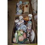 TWO BOXES OF ASSORTED CERAMICS AND ORNAMENTAL WARES