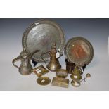 COLLECTION OF LATE 19TH/ EARLY 20TH CENTURY MIDDLE EASTERN METALWARE TO INCLUDE TWO SILVERED