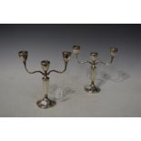 PAIR OF BIRMINGHAM SILVER THREE LIGHT CANDELABRA