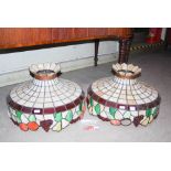 PAIR OF COLOURED LEADED GLASS TIFFANY STYLE LIGHT SHADES