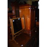 A VICTORIAN MAHOGANY POT CUPBOARD TOGETHER WITH A MAHOGANY DRESSING TABLE MIRROR