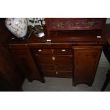 19TH CENTURY BURR WOOD, EBONY AND BOXWOOD LINED KNEEHOLE DESK WITH HINGED RECTANGULAR TOP OVER