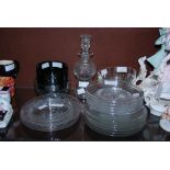 COLLECTION OF GLASSWARE TO INCLUDE AN EDINBURGH CRYSTAL THISTLE SHAPED LIQUEUR DECANTER AND
