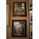 PAIR OF ROSEWOOD FRAMED AQUATINT AFTER W.WILLIAMS, 'CROSSING THE GATE, A HELPING HAND' AND ANOTHER