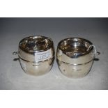 PAIR OF LONDON SILVER TABLE TOP ASHTRAYS WITH REVOLVING CIRCULAR TOPS. 7.4 TROY OZ
