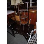 EARLY 20TH CENTURY MAHOGANY SIDE TABLE WITH PULL OUT SLIDE OVER TWO FRIEZE DRAWERS ON TAPERED