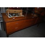 MID-20TH CENTURY TEAK AUSTINSUITE MIRROR BACK DRESSING CHEST OF SIX DRAWERS