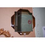 ART DECO CLEAR AND PEACH GLASS OCTAGONAL SHAPED WALL MIRROR