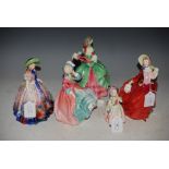 FIVE ROYAL DOULTON FIGURES TO INCLUDE 'BABIE' HN1679, 'SPRING MORNING' HN1922, 'EASTER DAY'