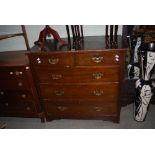 EARLY 20TH CENTURY STAINED PINE CHEST OF TWO SHORT OVER THREE LONG DRAWERS