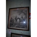 AFTER WOOTON, BLACK AND WHITE ENGRAVING - ' RETURNING FROM THE CHASE', TOGETHER WITH ANOTHER 'THE